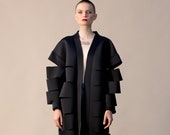 Black Futuristic Neoprene Cutout Jacket, 113.447