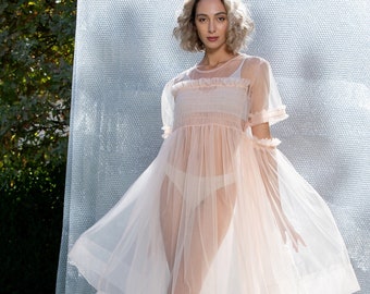 Tulle Dress, Prom Dress, Boho Wedding Dress, Sheer Dress, Puff Dress, See Through Dress, Party Dress, Mesh Dress, Avant Garde Dress