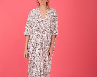 Polka Dot Kaftan Maxi Dress, Caftan Maxi Dress, Loose Maxi Dress, Loose Summer Dress, Beach Caftan,Plus Size Maxi Dress,Maternity Dress,Robe