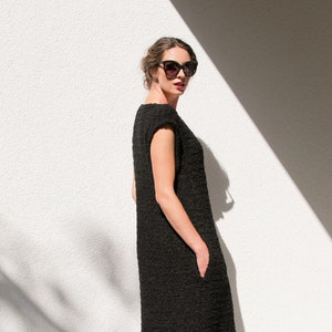 Sale Dress, Black Knitted Dress, Knitted Sweater Dress, Black Jumper Dress, Knit Sweater Dress, Short Sleeve Knitted Dress, Minimalist Dress image 1