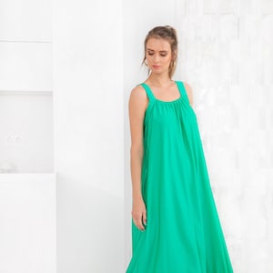 Green Maxi Dress with Straps, Sleeveless Summer Maxi Dress, Strap Maxi Dress, Plus Size Maxi Dress, A Line Maxi Dress, Loose Long Dress