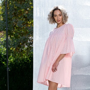 Pink Dress, Cotton Dress, Cotton Summer Dress, Ruffle Dress, Pink Mini Dress, Short Dress, Maternity Dress, Plus Size Dress