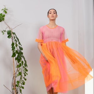 Orange sheer dress online