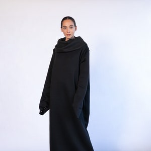 Black Winter Kaftan Dress, Warm Dress, Black Jumper Dress,Turtleneck Dress, Cozy Dress, Black Maxi Dress, Long Sleeve Dress, Plus size Dress