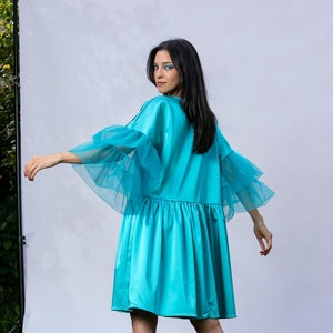 Satin Ruffle Dress Etsy