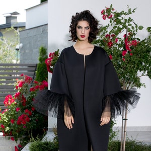 Black Straight Jacket, Gothic Coat, Cyberpunk Jacket, Cocoon Coat in Black, Coat Women