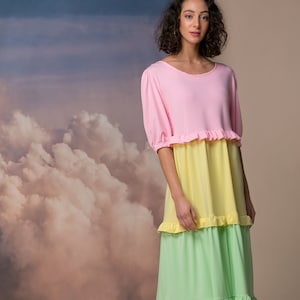 Ruffle Maxi Dress, Rainbow Summer Dress, Boho Maxi Dress, Cotton Dress Long, Summer Maxi Dress, Dresses for Women, Wedding Guess Dress