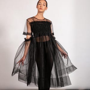 Sheer Dress, See Through Dress, Black Dress, Tulle Dress, Mesh Dress, Night Dress, Transparent Dress, Party Dress, Festival Outfit