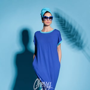 Vestido de verano azul real con bolsillos, 133.287