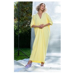 Long Yellow Abaya Dress, Plus Size Dress, Cotton Kaftan, Loose Dress, Handmade Kaftan, Caftan, Maternity Dress, Cotton Maxi Dress