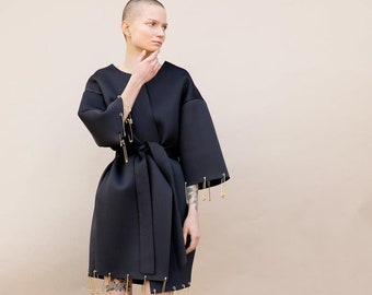 Techwear Black Cyberpunk Jacket, Femboy Clothing, Steampunk Jacket, Gothic Jacket, Grunge Clothing, Avant Garde Clothing, Plus Size Coat