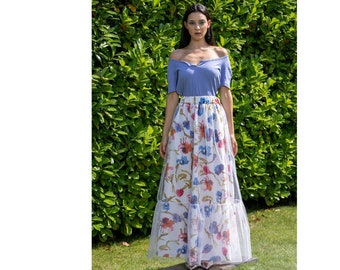 Jupe Maxi Tulle, Jupe Longue Tulle, Jupe Florale, Jupe Boho