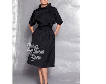 Mod Dress, Cocktail Dress, Midi Dress, Formal Dress, Elegant Dress, Black Dress, Plus Size Dress, Evening Dress, Wedding Guest Dress