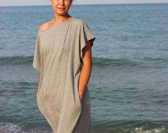 Grey Dress, Beach Dress, Robe, Caftan Dress, Kaftan Dress, Maxi Summer Dress, Comfy Dress, Loose Long Dress, Plus Size Dress, Abaya Dress