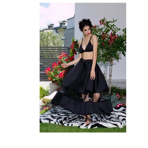 Techwear Women Black Skirt, Gothic Skirt, Victorian Skirt, Tulle Skirt Women, Tiered Skirt, Flare Skirt, See Through Skirt, Cyberpunk 2077