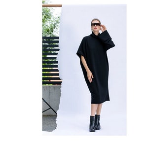 Black Oversized Sweater Dress, Plus Size Dress, Avant Garde Dress