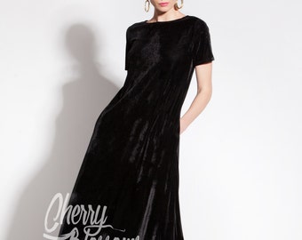 Robe Maxi Noire, Robe Velvet, Robe Flare, Robe Noire Longue, Robe Élégante, Robe formelle, Robe de soirée, Robe Plus Taille, Robe Cocktail