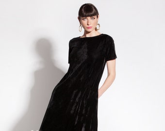 Women Velvet Dress, Long Black Dress, Elegant Dress, Loose Maxi Dress, Plus Size Clothing, Formal Dress, Velvet Clothing, Cocktail