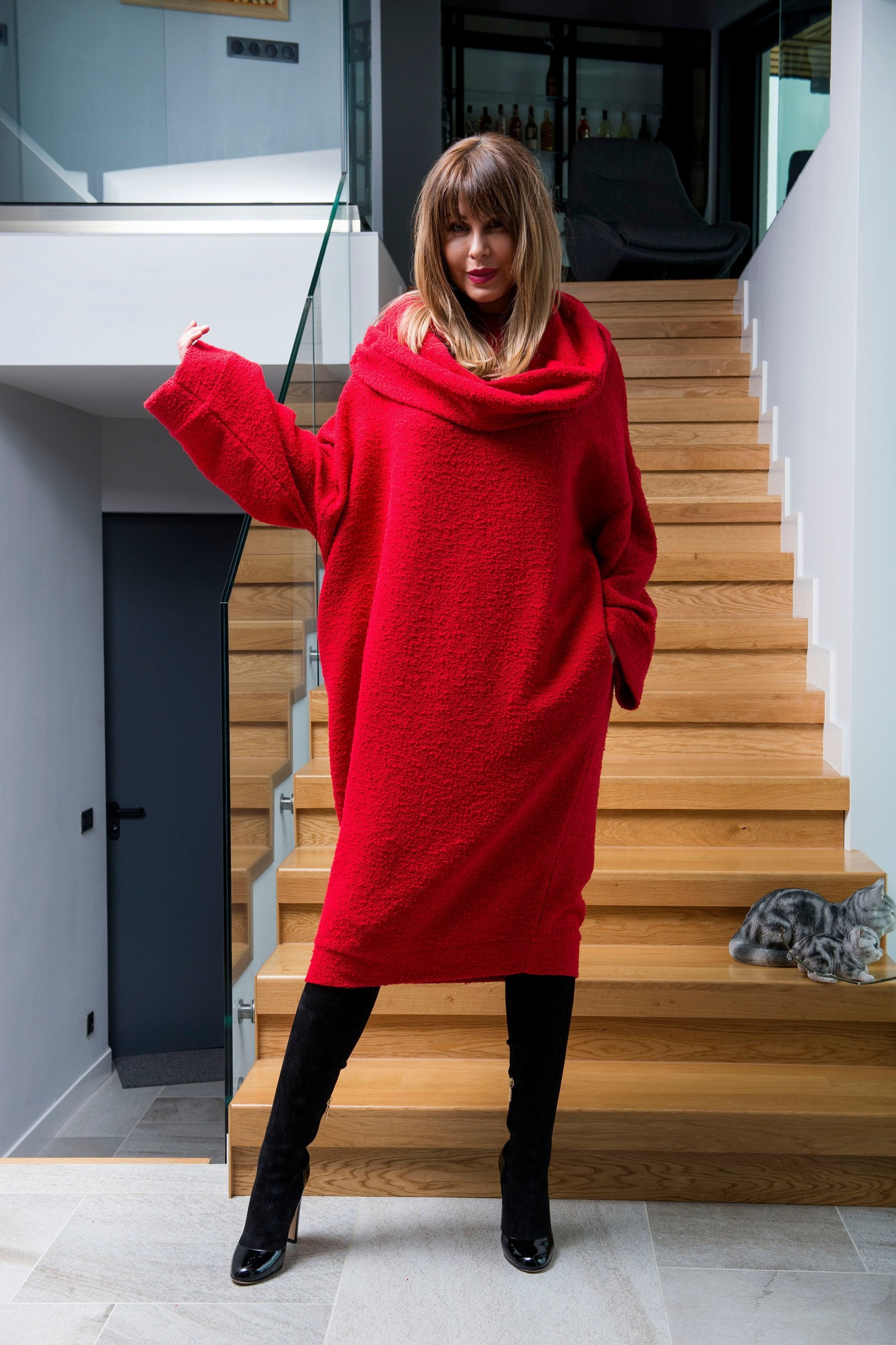 plus size red sweater dress