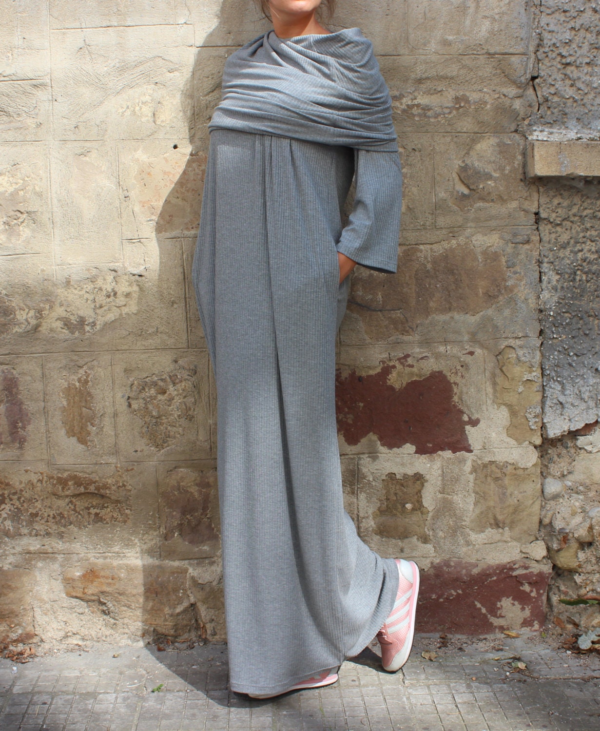 grey long sleeve turtleneck dress