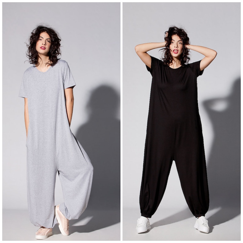 Loungewear Grey Women Jumpsuit Harem Pants Maxi Plus Size Etsy