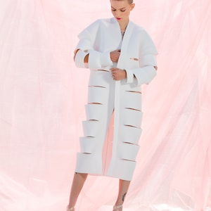 White Futuristic Jacket, Neoprene Cutout Jacket, Avant Garde Coat, Futuristic Clothing, Steampunk Jacket, Grunge Jacket, Loose Jacket image 5