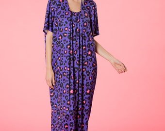 Sale Dress, Purple Maxi Dress, Maxi Summer Dress, Loose Maxi Dress, Leopard  Maxi Dress, Animal Print Dress, Maxi Robe, Beach Dress - Etsy