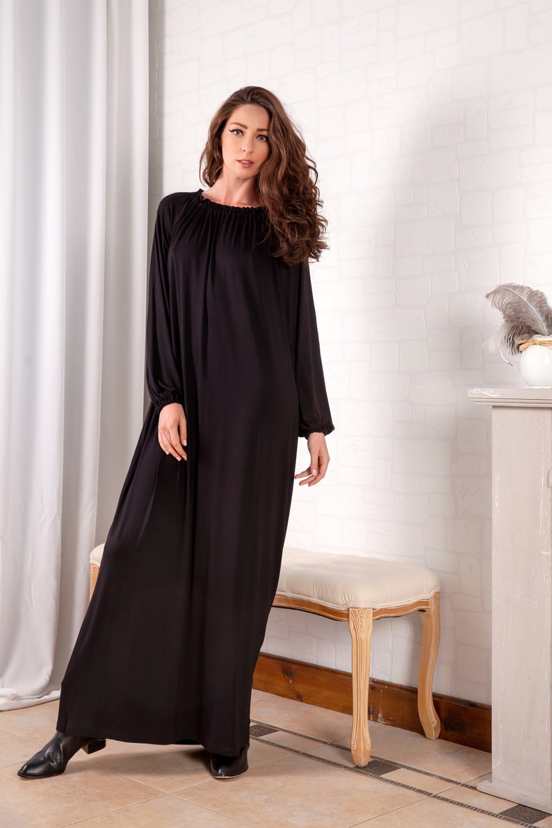 Black Maxi Dress Long Sleeve Black Maxi Dress A Line Black - Etsy