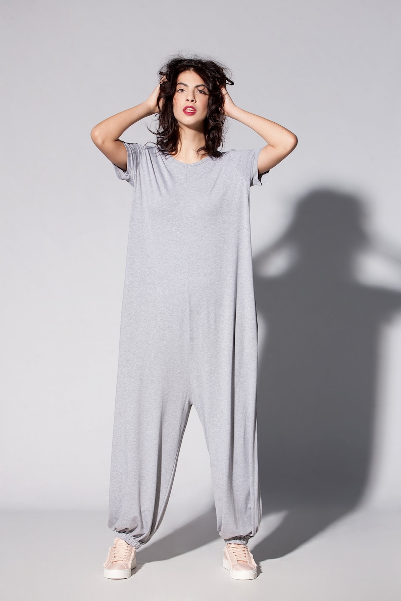 Loungewear Grey Women Jumpsuit Harem Pants Maxi Plus Size - Etsy