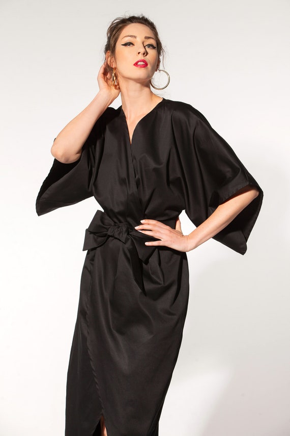 Robe Kimono noire Robe l gante noire Robe de soir e noire Robe