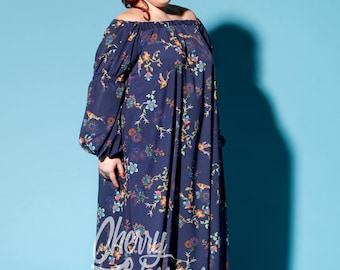 Plus Size Maxi Dress, Floral Dress, Boho Dress, Plus Size Clothing, Long Sleeve Dress, Off Shoulder Dress, Maternity Dress, Loose Maxi Dress