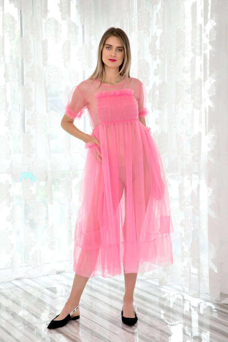 Villanelle Dress Pink Tulle Dress Avant Garde Clothing | Etsy