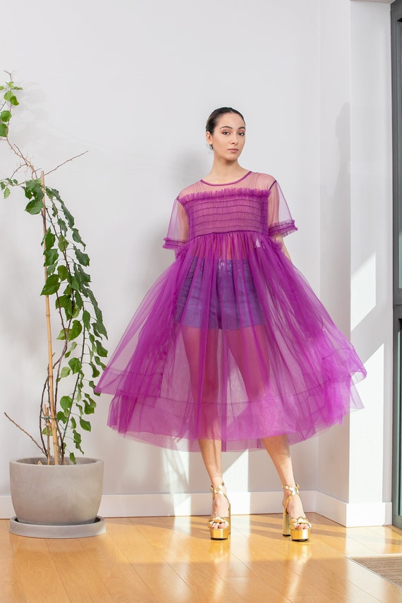 Purple Tulle Dress, Tutu Dress, Prom Dress, Sheer Dress Purple Tulle Dress, Tutu Dress, Prom Dress, Sheer Dress