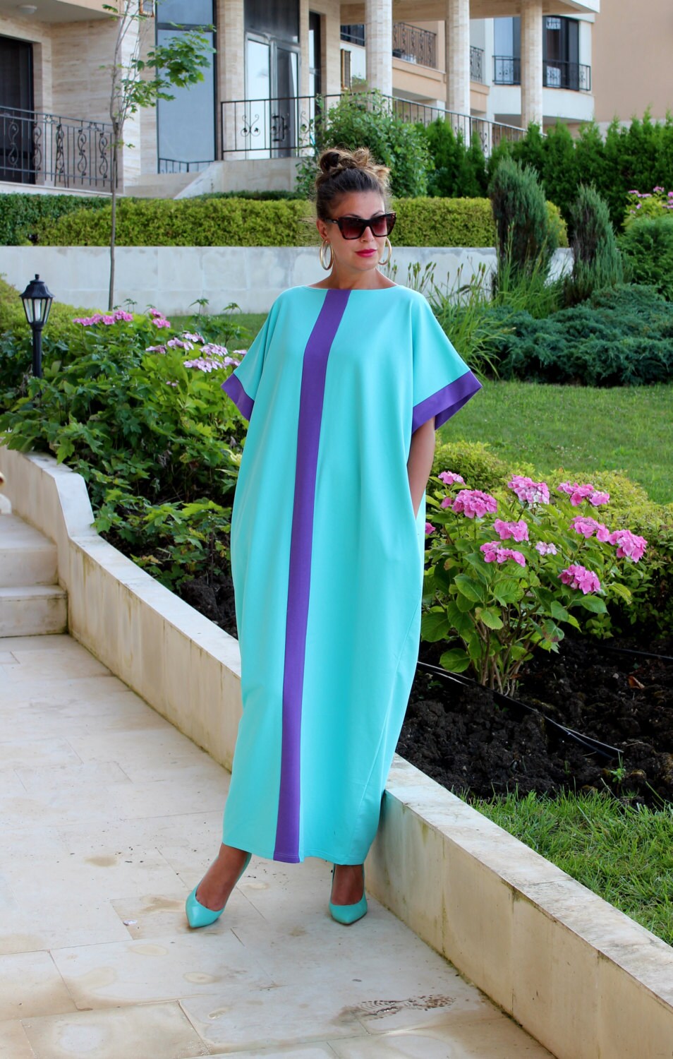 Mint Maxi Dress Cotton Knit Caftan Dress Plus Size Dress Etsy