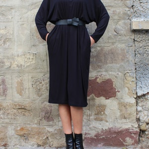 Black Casual Dress, Loungewear for Women, Jumper Dress Black, Minimalist Dress Plus Size, Kaftan Women image 2