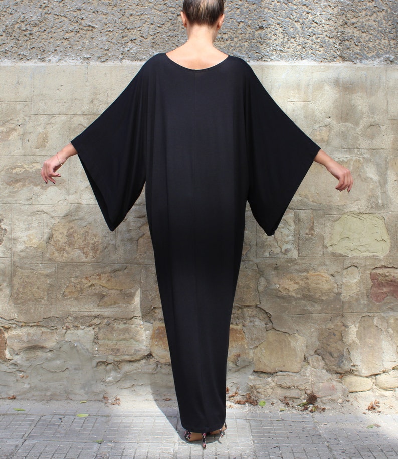 Black Kaftan Dress, Gothic Dress, Plus Size Clothing, Black Maxi Dress, Loose Abaya Dress, Oversize Black Dress image 5