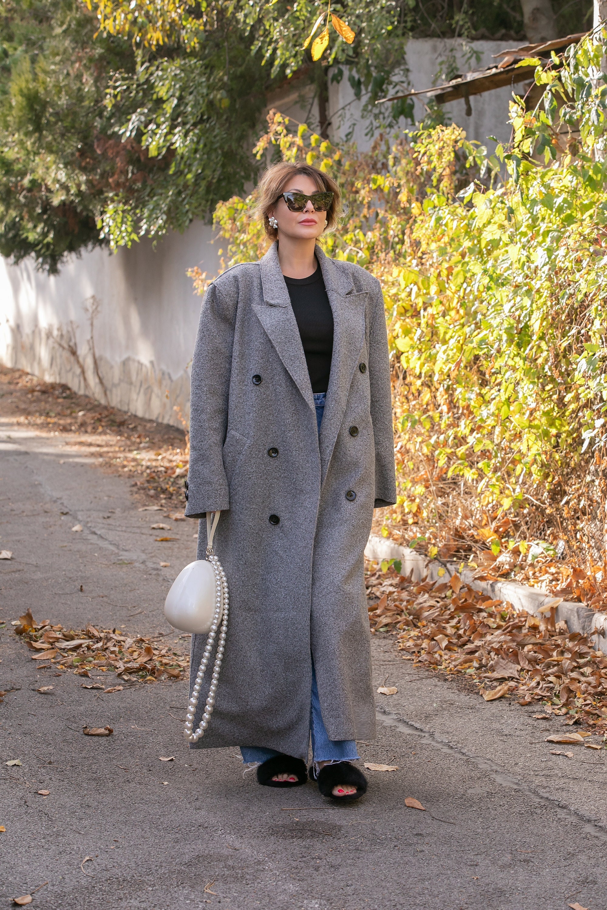 Extra Oversized Long Fluffy Winter Coat With Drop Shoulders