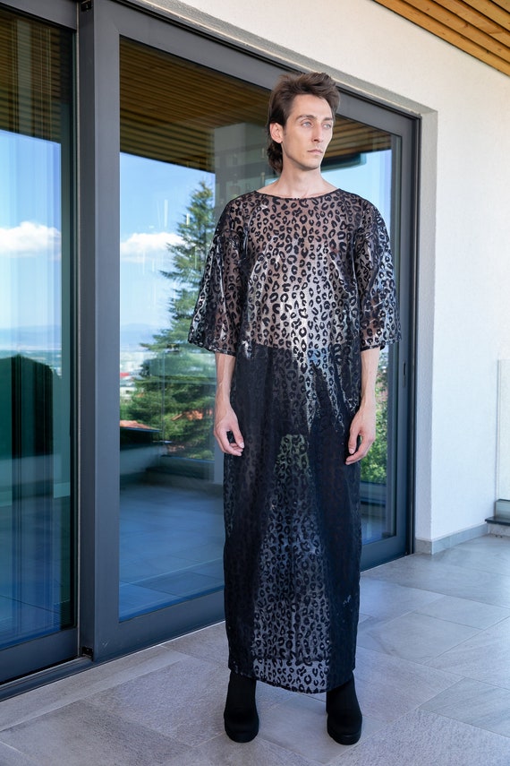 Mens Sheer Shirt Dress Festival Clothing Cyberpunk Clothing Drag Queen Shirt Transparent Dress Etsy Ireland
