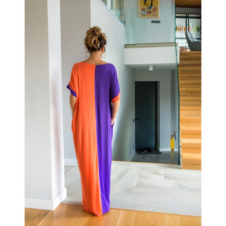 orange and purple maxi dress
