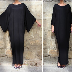 Black Kaftan Dress, Gothic Dress, Plus Size Clothing, Black Maxi Dress, Loose Abaya Dress, Oversize Black Dress image 1