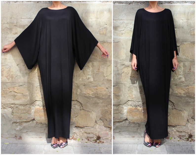 Black Kaftan Dress, Gothic Dress, Plus Size Clothing, Black Maxi Dress, Loose Abaya Dress, Oversize Black Dress 