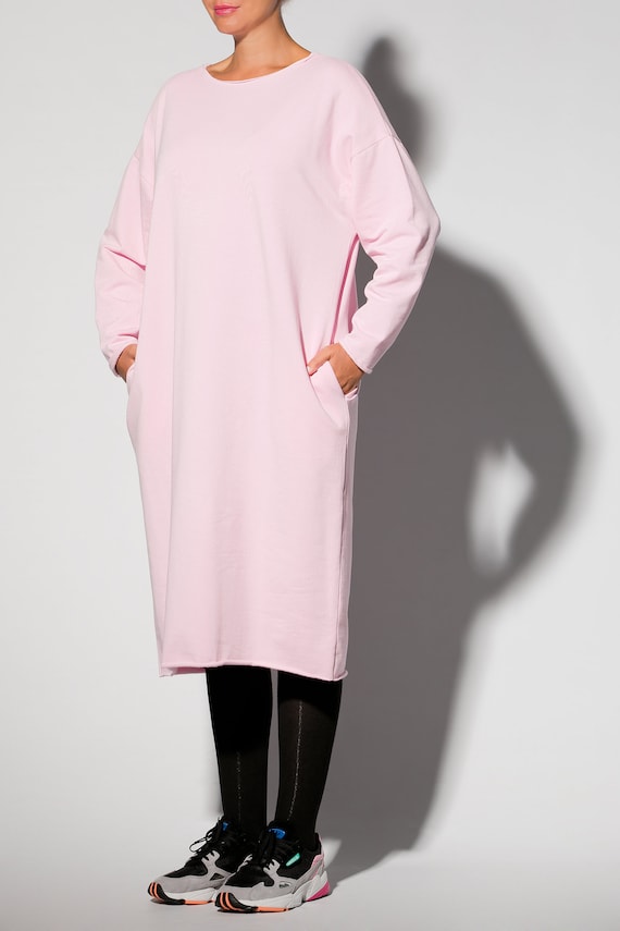 Pink Jumper Dress Pocket Dress Thick Cotton Dress Winter Dress Loose Dress Sweater Dress Casual Dress Minimalist Clothing Plus Size Etsy Canada