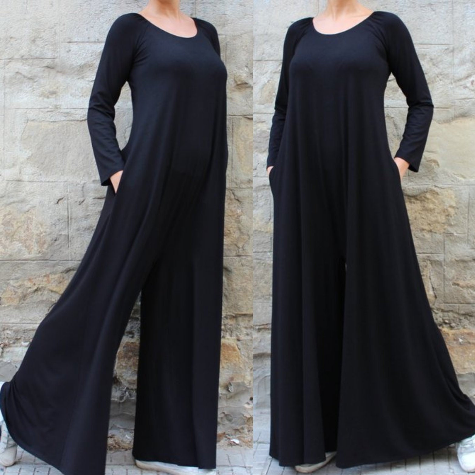 Jumpsuit for Women Wide Leg Jumpsuit in Black Loose Fit Jumpsuit Plus Size Clothing Palazzo Jumpsuit Black Overall Etsy UK