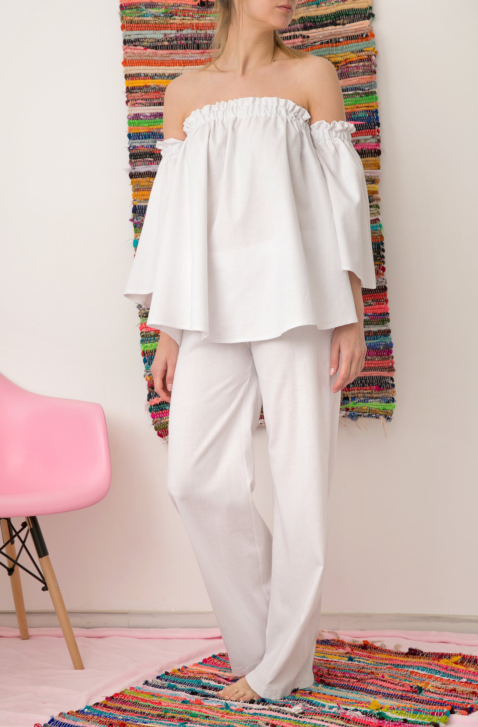 White Linen Top and White Linen Pants White Linen Set Women Etsy