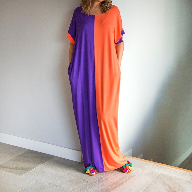 orange and purple maxi dress