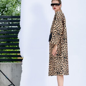 Oversized Leopard Coat, Neoprene Coat with Animal Print, Avant Garde Jacket, Neoprene Jacket, Plus Size Overcoat, Avant Garde Coat image 6