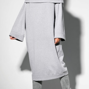 Women Gray Dress Loose Dress Winter Dress Turtleneck Dress - Etsy