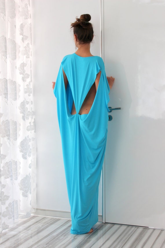 Women Maxi Dress Turquoise Dress Back ...