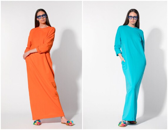 orange and turquoise dress