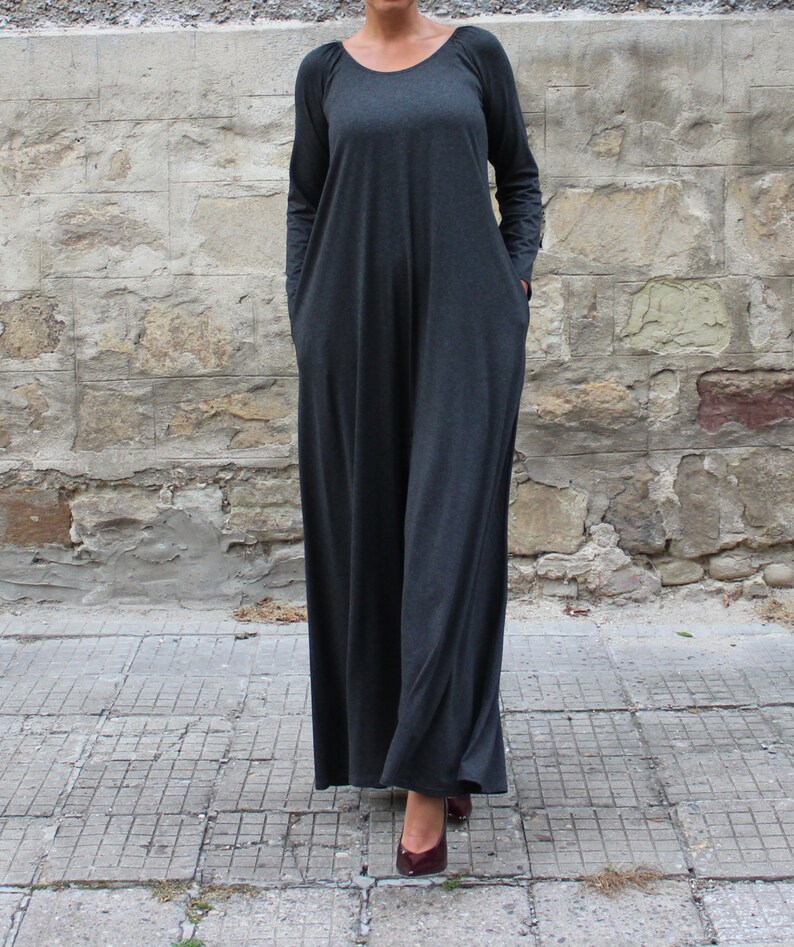 Plus Size Jumpsuit With Pockets Long Sleeve Jumpsuit in Gray Etsy Canada